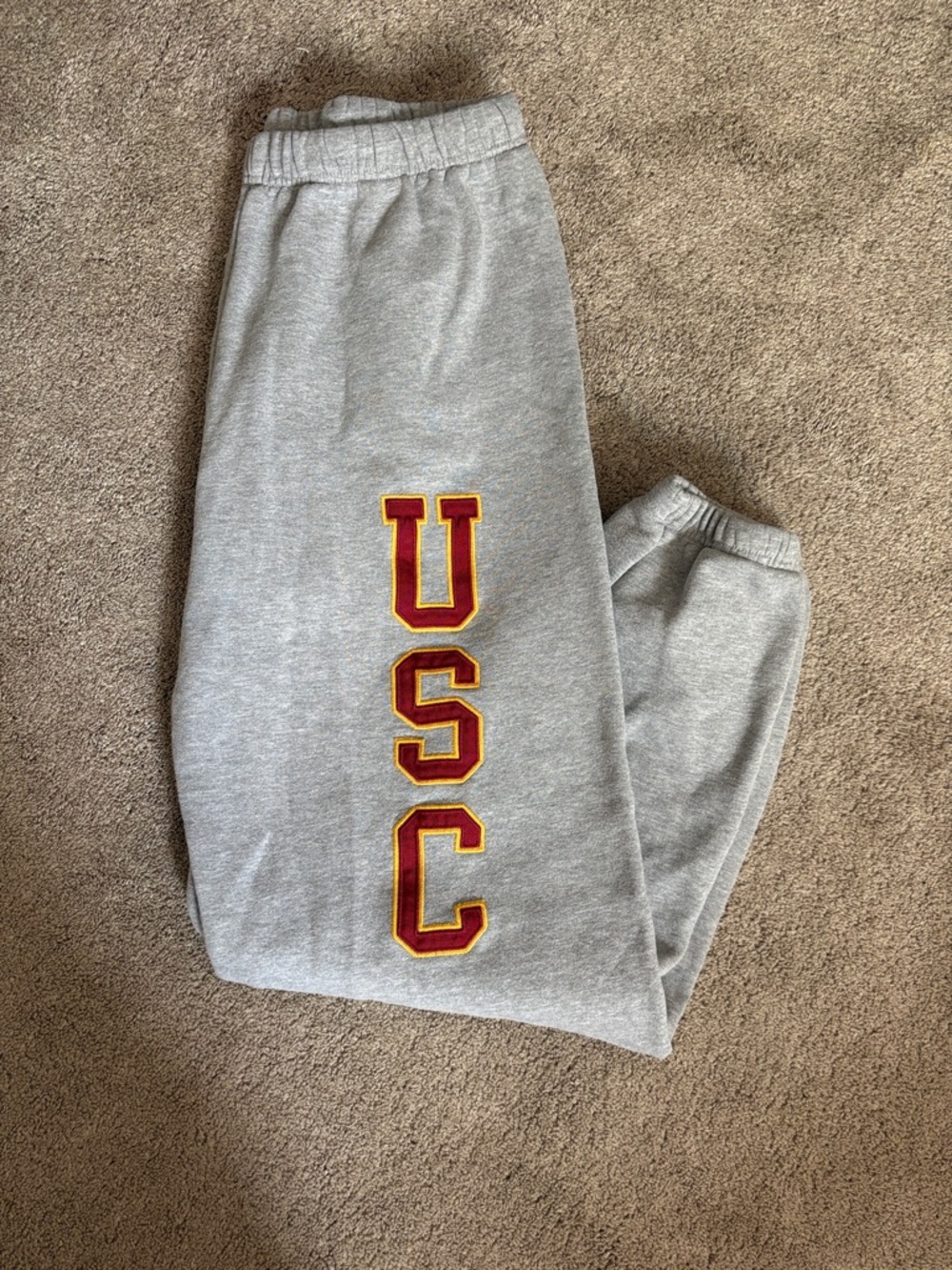 Heritage Gray Sweatpants with Maroon & Gold USC Lettering